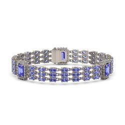 25.62 ctw Tanzanite & Diamond Bracelet 14K White Gold - REF-472R8K
