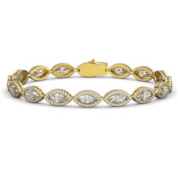 12.16 ctw Marquise Cut Diamond Micro Pave Bracelet 18K Yellow Gold - REF-1692N3F