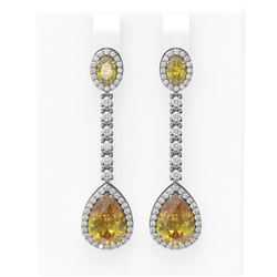 8.05 ctw Canary Citrine & DiamondEarrings 18K White Gold - REF-168R2K