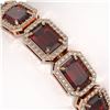Image 3 : 26.21 ctw Garnet & Diamond Micro Pave Halo Bracelet 10k Rose Gold - REF-345H5R