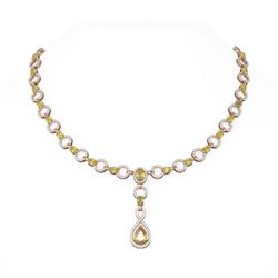 23.46 ctw Citrine & Diamond Necklace 18K Rose Gold - REF-890K9Y