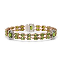17.79 ctw Tourmaline & Diamond Bracelet 14K Rose Gold - REF-297M8G