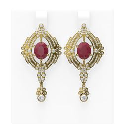 11.24 ctw Ruby & Diamond Earrings 18K Yellow Gold - REF-505G5W