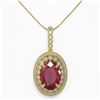 Image 2 : 18.25 ctw Certified Ruby & Diamond Victorian Necklace 14K Yellow Gold - REF-329M3G