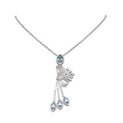 8.61 ctw Aquamarine & Diamond Necklace 18K White Gold - REF-428G2W