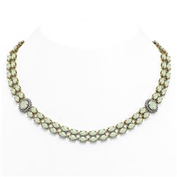 39.37 ctw Opal & Diamond Necklace 14K Yellow Gold - REF-690K9Y