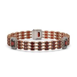 23.08 ctw Garnet & Diamond Bracelet 14K Rose Gold - REF-327F3M