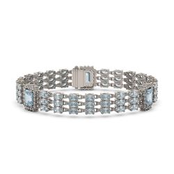 27.1 ctw Sky Topaz & Diamond Bracelet 14K White Gold - REF-327R3K