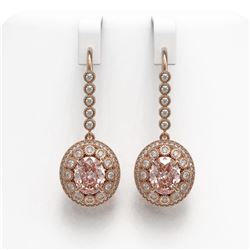 7.85 ctw Morganite & Diamond Victorian Earrings 14K Rose Gold - REF-317H5R