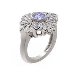 2.32 ctw Tanzanite & Diamond Ring 18K White Gold - REF-178X5A