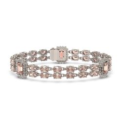 16.85 ctw Morganite & Diamond Bracelet 14K White Gold - REF-324H4R