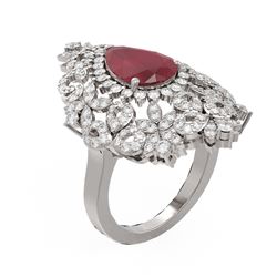5.77 ctw Ruby & Diamond Ring 18K White Gold - REF-230G8W