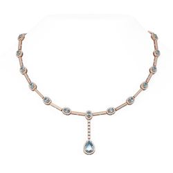 12.84 ctw Aquamarine & Diamond Necklace 18K Rose Gold - REF-854X5A