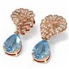 Image 3 : 5.63 ctw Blue Topaz & Diamond Earrings 18K Rose Gold - REF-115K6Y