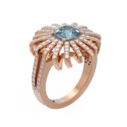 3.05 ctw Aquamarine & Diamond Ring 18K Rose Gold - REF-185G5W