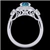 Image 3 : 2.05 ctw Intense Blue Diamond Art Deco 3 Stone Ring 18k White Gold - REF-300M2G