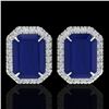 Image 1 : 14 ctw Sapphire & Micro Pave VS/SI Diamond Earrings 18k White Gold - REF-136H4R