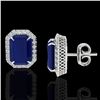 Image 2 : 14 ctw Sapphire & Micro Pave VS/SI Diamond Earrings 18k White Gold - REF-136H4R
