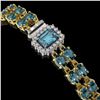 Image 2 : 17.34 ctw London Topaz & Diamond Bracelet 14K Yellow Gold - REF-236G4W
