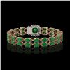 Image 3 : 19.85 ctw Emerald & Diamond Bracelet 14K Rose Gold - REF-245N5F