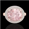 Image 2 : 4.50 ctw Morganite & Micro Pave VS/SI Diamond Ring 14k Rose Gold - REF-155M3G