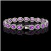 Image 2 : 13.11 ctw Amethyst & Diamond Micro Pave Halo Bracelet 10k White Gold - REF-263N6F