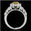 Image 2 : 2.9 ctw Certified SI/I Fancy Intense Yellow Diamond Ring 10k White Gold - REF-368M2G