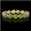 Image 1 : 15.8 ctw Peridot & Diamond Micro Pave Halo Bracelet 10k Yellow Gold - REF-316H8R