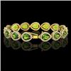 Image 2 : 15.8 ctw Peridot & Diamond Micro Pave Halo Bracelet 10k Yellow Gold - REF-316H8R