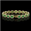 Image 2 : 15.20 ctw Jade & Diamond Micro Pave Halo Bracelet 10k Yellow Gold - REF-278M2G