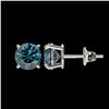 Image 2 : 1.50 ctw Certified Intense Blue Diamond Stud Earrings 10k White Gold - REF-104M3G