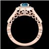 Image 3 : 1.12 ctw Fancy Intense Blue Diamond Art Deco Ring 18k Rose Gold - REF-167K3Y
