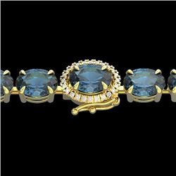 36 ctw London Blue Topaz & VS/SI Diamond Micro Bracelet 14k Yellow Gold - REF-128X9A