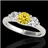 3 ctw SI/I Fancy Intense Yellow Diamond 3 Stone Ring 10k White Gold - REF-510A8N
