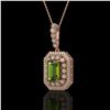 6.7 ctw Tourmaline & Diamond Victorian Necklace 14K Rose Gold - REF-254A5N