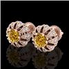 2.01 ctw Intense Fancy Yellow Diamond Art Deco Earrings 18k Rose Gold - REF-210N9F