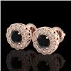 1.32 ctw Fancy Black Diamond Art Deco Stud Earrings 18k Rose Gold - REF-107W3H