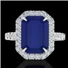 5.33 ctw Sapphire & Micro Pave VS/SI Diamond Ring 18k White Gold - REF-77R3K