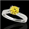 1.18 ctw Certified SI/I Fancy Intense Yellow Diamond Ring 10k White Gold - REF-190X9A