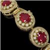 Image 3 : 49.17 ctw Certified Ruby & Diamond Victorian Bracelet 14K Yellow Gold - REF-1369Y3X