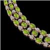 Image 3 : 56.93 ctw Peridot & Diamond Necklace 10K Rose Gold - REF-527K3Y
