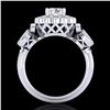 1.5 ctw VS/SI Diamond Solitaire Art Deco 3 Stone Ring 18k White Gold - REF-300H2R