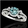 1.36 ctw SI Certified Fancy Blue Diamond Solitaire Ring 10k White Gold - REF-126R8K