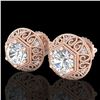 1.31 ctw VS/SI Diamond Solitaire Art Deco Stud Earrings 18k Rose Gold - REF-236A4N