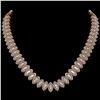 39.68 ctw Marquise Cut Diamond Micro Pave Necklace 18K Rose Gold - REF-5438F6M