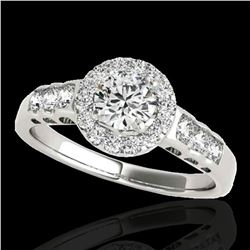 1.55 ctw Certified Diamond Solitaire Halo Ring 10k White Gold - REF-204R5K