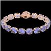 Image 2 : 75 ctw Tanzanite & Micro Pave Diamond Bracelet 14k Rose Gold - REF-1236M4G