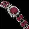 Image 2 : 19.85 ctw Ruby & Diamond Bracelet 14K White Gold - REF-245A5N