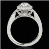 Image 2 : 1.3 ctw Certified Diamond Solitaire Halo Ring 10k White Gold - REF-197Y8X