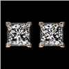 Image 1 : 2 ctw Certified VS/SI Quality Princess Diamond Stud Earrings 10k Rose Gold - REF-478M6G